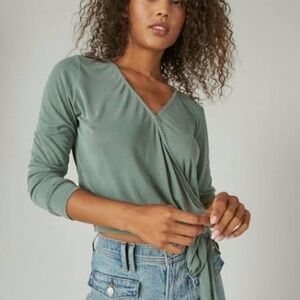 Lucky Brand NWT Sandwash Surplice Top in Loden Green Women’s Medium